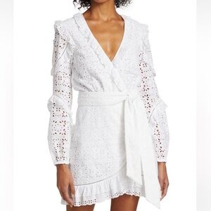 Veronica Beard White Eyelet Mini Dress